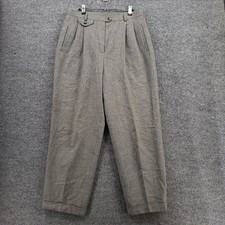 VINTAGE Ralph Lauren Womens 14 Gray Worsted Wool Pleated Dress Pants Trousers