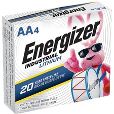 Energizer  Industrial Lithium AA Batteries, Pack Of 4 Batteries, L91