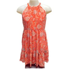 Vince Camuto Coral Floral Halter Tiered Chiffon Dress Women’s Size 10 NWT