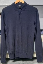 MENS UNIQLO BLUE 100% WOOL LONG SLEEVE POLO. SIZE M