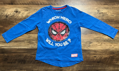 Primark Jungen T-Shirt Gr. 4-5 Jahre Marvel 100% Baumwolle Spiderman Hulk Pailletten