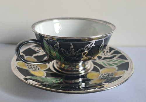 2tlg. Art Deco Mokkatasse Rosenthal -Spahr 1000 Silber Overlay - 30er-40er Jahre - Bild 4 von 9