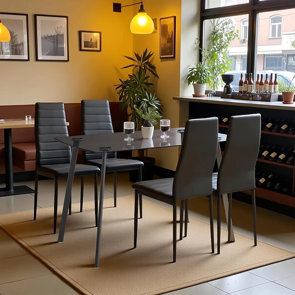 Sedie Cucina Set Da 4, Sedie Soggiorno Imbottite Sala Da Pranzo Moderne, Schiena - Immagine 2 di 4