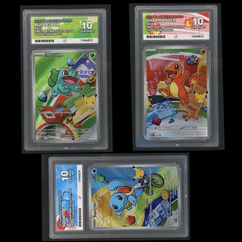 Bulbasaur Charmander Squirtle ACE 10 Sequential Perfect Quad 10 Trio TCG Promo