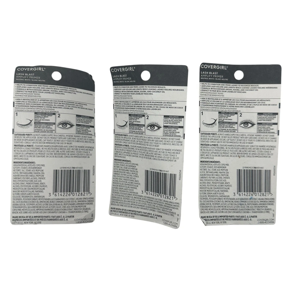 Lot of 3 COVERGIRL Lash Blast Amplify Primer 780 Neutral White New Unopened .44 - Image 2 of 4