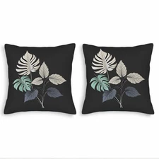 Set of 2 Decorative Throw Pillow Covers 18x18in - Minimalist Botanical Design