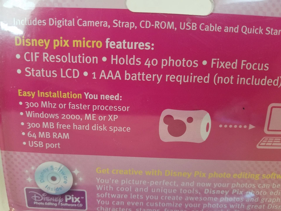 Disney Pix Micro Digital Camera W/photo Editing Software "Bundle - Image 3 of 4