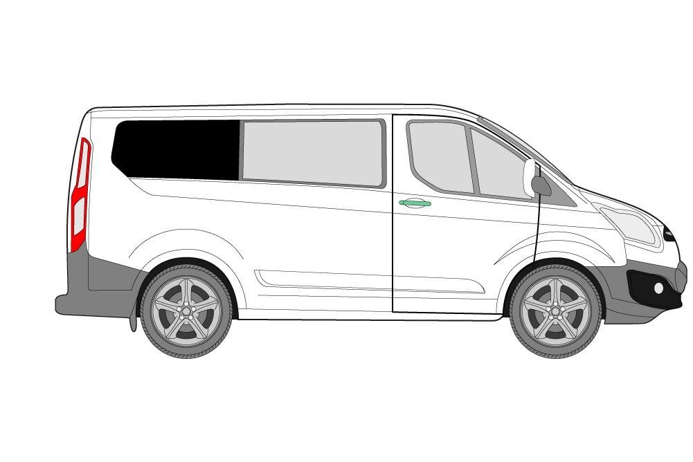 Ford Transit Custom Right Rear Side Window Blackout Curtain Kit 2013 - 2024 SWB