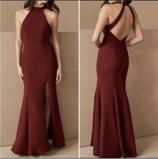 NWT Anthropologie BHLDN Montreal Crepe Maxi Dress Size 2 Burgundy Open Back $228