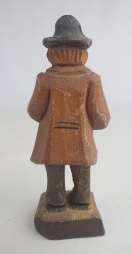 Carved Wood Man w/ Beer Stein & Woman w/ Basket Figurines Signed Swiss Made - Picture 11 of 11