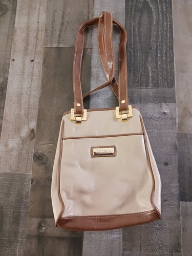 CAPEZIO Italian Leather Cross Shoulder Purse / Bag Brown/Tan Trapezoid - Picture 2 of 11