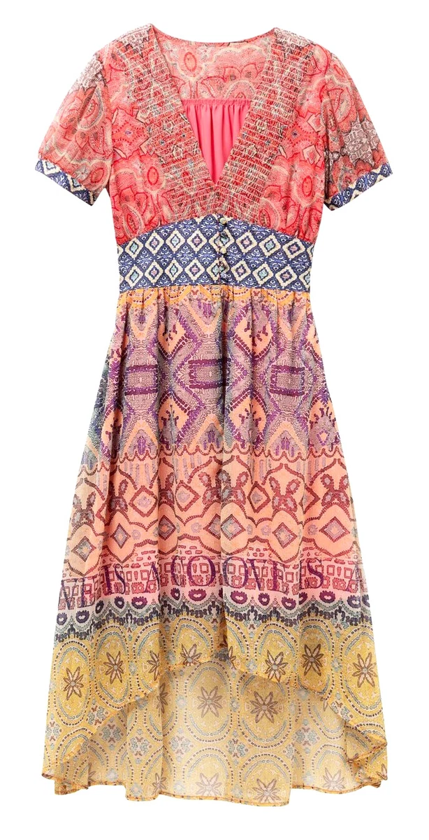 Robe Chasuble Desigual Taille 44 - Vert, Coton, Longueur Genou, Occasion Très Bon état