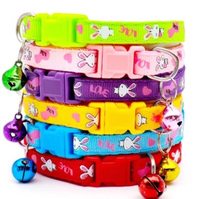 Pet Cat Dog Collar Adjustable Necklace Shaped Love Rabbit Printed With ...