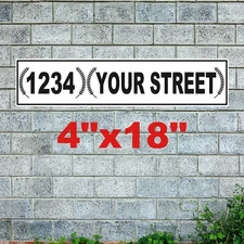 Personalized Home Address Sign Aluminum 4"x18" Custom House Street Plaque White