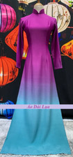 Áo Dài 2XL Lụa Mango Loang Nguyên Bộ Tím Nho Ombre