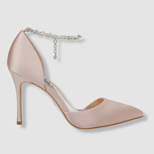  235 Badgley Mischka Womens Pink Tierra Ankle-Bracelet Heel Pump Shoes Size US 8