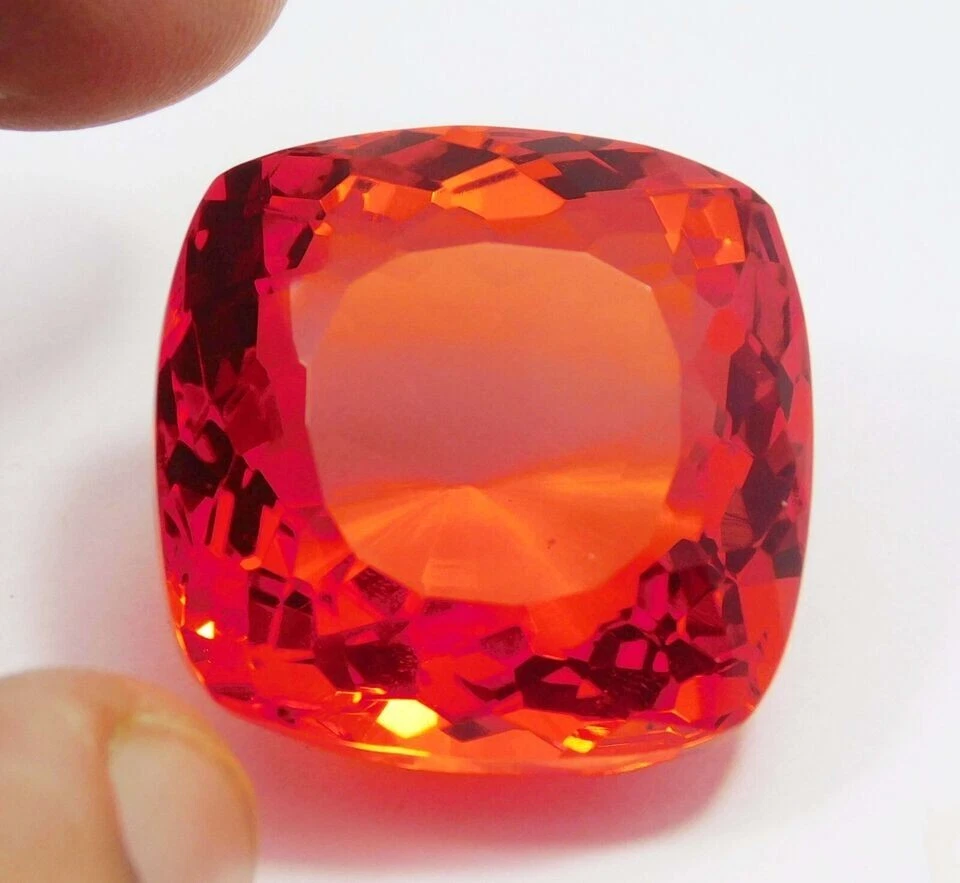 PIEDRA PRECIOSA SUELTA ÓPALO DE FUEGO MEXICANO NARANJA CORTE COJÍN CERTIFICADO NATURAL 93.36 CT Foto 2 de 4