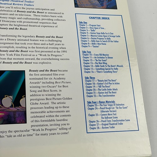 Walt Disney Beauty and The Beast Work in Progress CAV Laserdisc 1991 NY Film - Picture 6 of 10