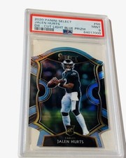 Jalen Hurts Rookie RC 2020 Panini Select Die Cut Light Blue Prizm PSA 9 Eagles 