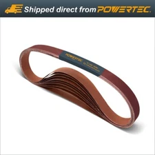 POWERTEC 1 x 42" Sanding Belts 120 Grit 10pcs Aluminum Oxide Sanding Belt