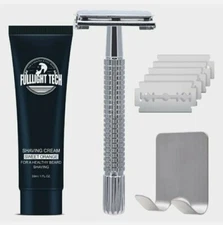 Safety Razor Set for Men Women w/Razor Stand Razor Refills Shaving Cream Shaving