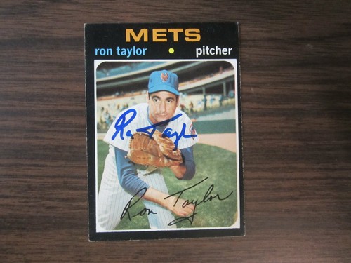 1971 Topps # 687 RON TAYLOR Autograph Signed Card New York Mets