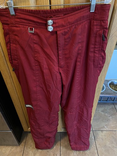 dark red ski pants
