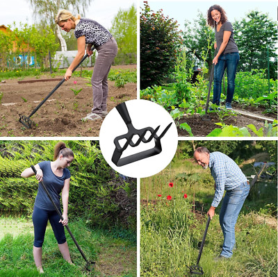 Garden Cultivator Weed Stirrup Hula Hoe Rake with 63''~85'' inch long Steel Handle