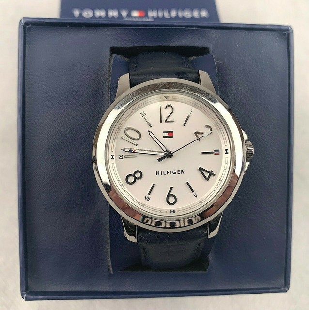 tommy hilfiger blue leather watch