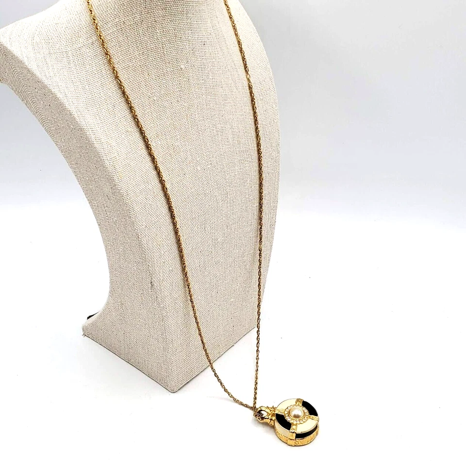 Collar Medallón Swarovski Chapado en Oro Blanco Perla Cristal Estrás Centro 30" Foto 2 de 4