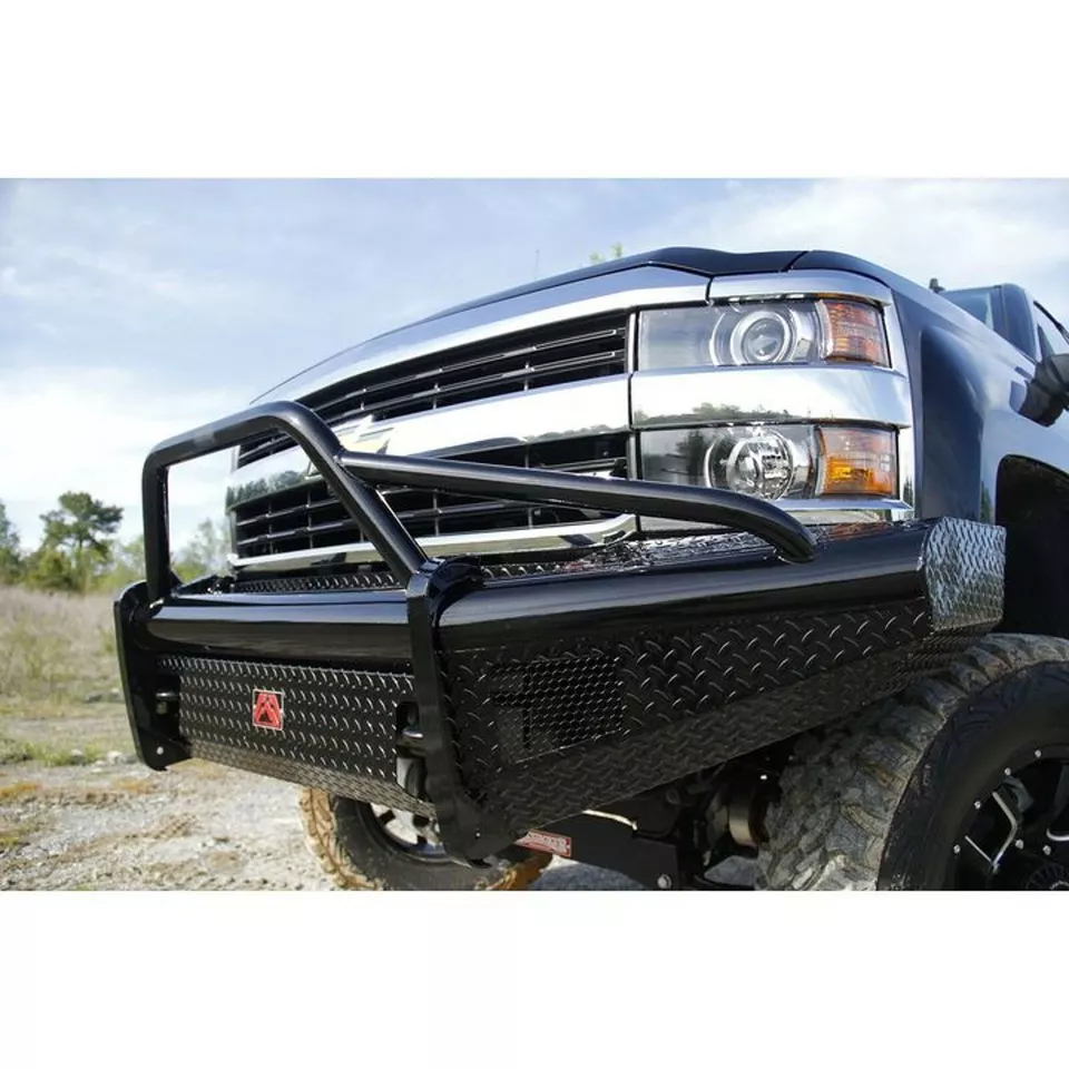 Черный стальной передний бампер Fab Fours Pre Runner 2007-2010 Silverado 2500 3500 HD - Изображение 2 из 3