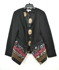 Coldwater Creek Women Black Long Sleeve Shawl Open Front Stretch Casual Blazer S