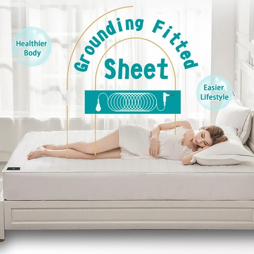Grounding Fitted Sheet King Size, Grounding Sheet Conductive Sheet with Silve... - Picture 4 of 7