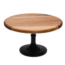 8in Round Wood Server Cake Display Stand Dessert Cupcake Display Tray