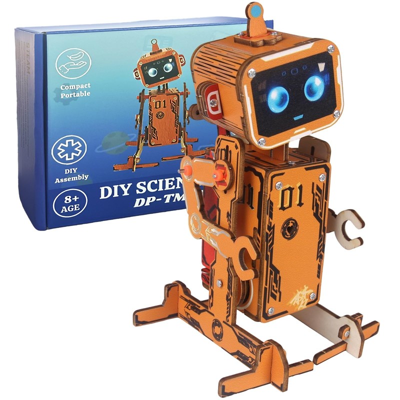 Wooden Robot Kit for Kids 8-12, Voice Controlled STEM Robotics Kit, DIY Scien...