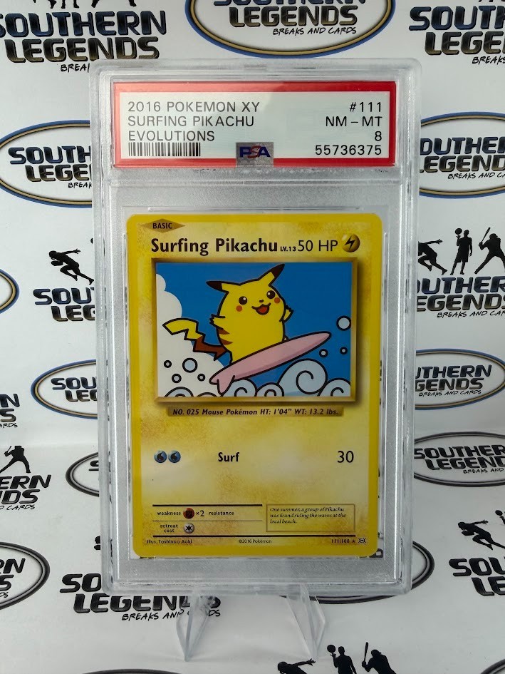 PSA NM-MT 8 2016 Pokemon XY Evolutions Surfing PIkachu Rare Secret 111/106