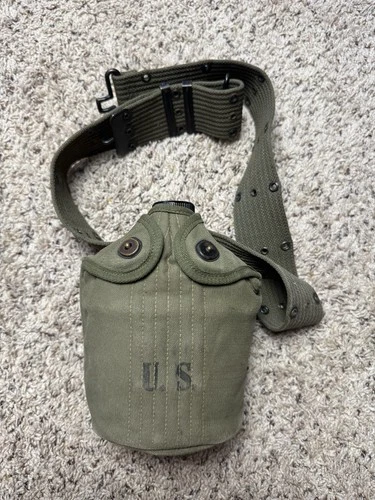 VINTAGE WWII US MILITARY ARMY ALUMINUM CANTEEN & COVER - DATED 1943   WW2