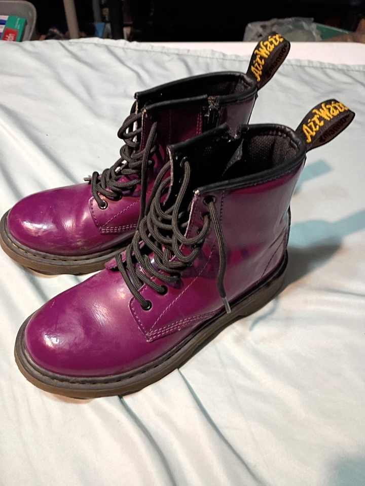 Dr Martens Doc Martens Kids Purple Patent Leather Delaney Lace Up Boot 2 - Image 2 of 4
