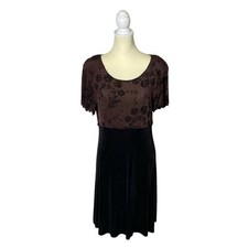 Vintage Paquette Too! Jersey Knit Floral Embroidered Mini Dress Women's Size 12