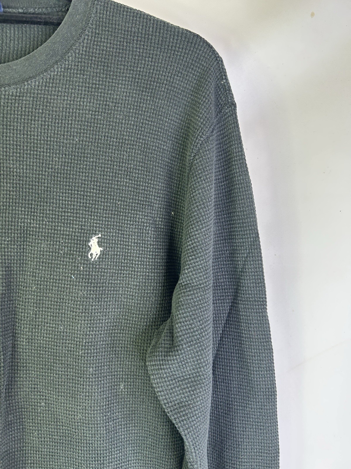 Polo Ralph Lauren vintage anni 90 uomo media pony waffle maglia sbiadita camicia termica