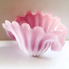 Murano Pink Alabastro Clam Shell Bowl Seguso Art Glass Opalescent Centerpiece