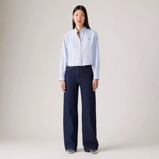 NWT $98 Levi's Premium Ribcage Wide Leg Jeans Dark Wash High Rise Women Sz 27x34