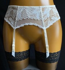 Charnos Suspender Belt, Cream Floral Lace  Sheer Mesh UK M