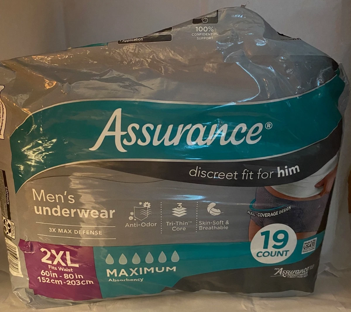 Assurance Mens Underwear 2XL Diapers Pull-Ups