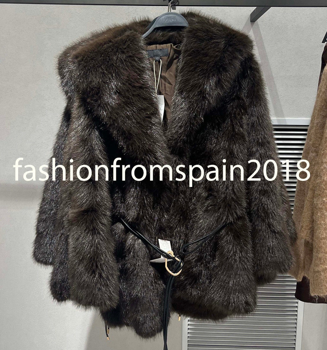 ZARA NEW WOMAN FAUX FUR COAT WITH BELT BROWN XS-XL 6318/282/700 | eBay