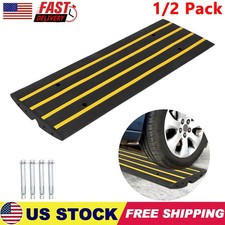 Driveway Rubber Curb Ramps 2.5 Inch High Heavy-Duty for Car Truck 1/2 Pack