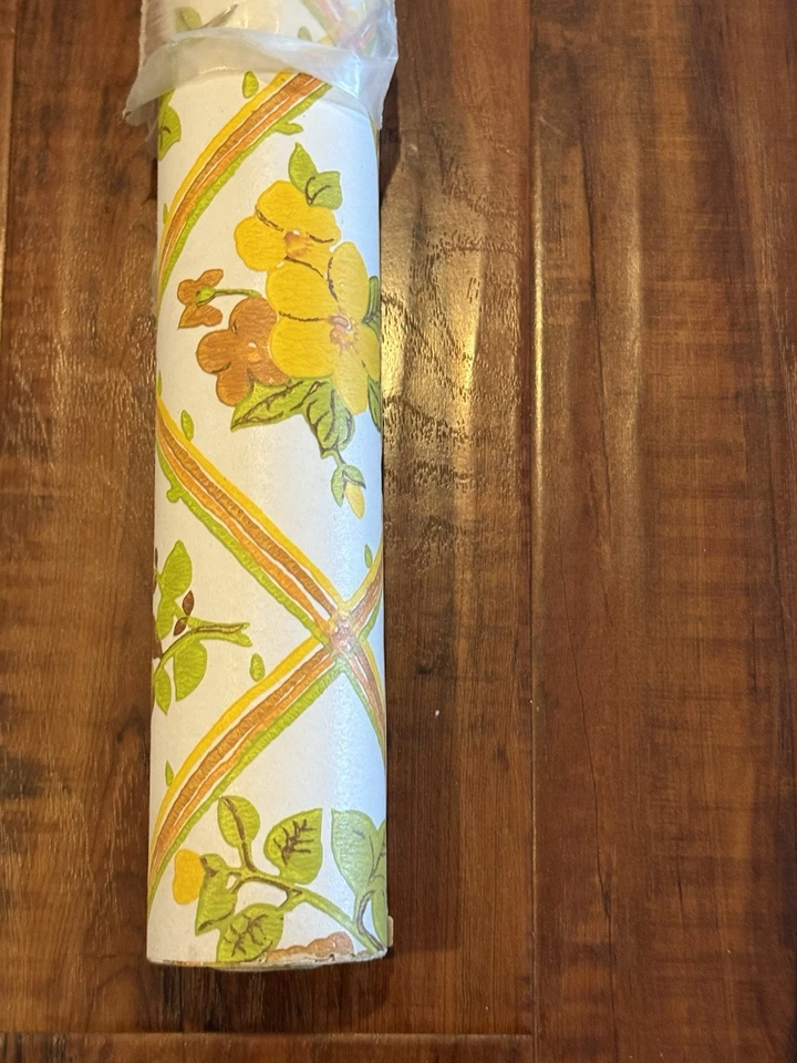 Papel tapiz floral retro vintage nuevo rollo stock antiguo 72 pies cuadrados revestimiento de pared Foto 2 de 3