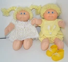 Cabbage Patch Kids Lemon yellow Hair Boy + Girl  Coleco Dolls 1980s FLAWS