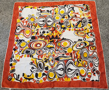 Autumn Colors Abstract Women's Vintage Hand Rolled Scarf Japan Gift