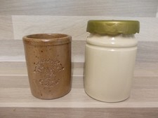 2 alter Senftopf steinzeug wavon 1 mit Deckel und 1 von Monschauer Senfmühle
